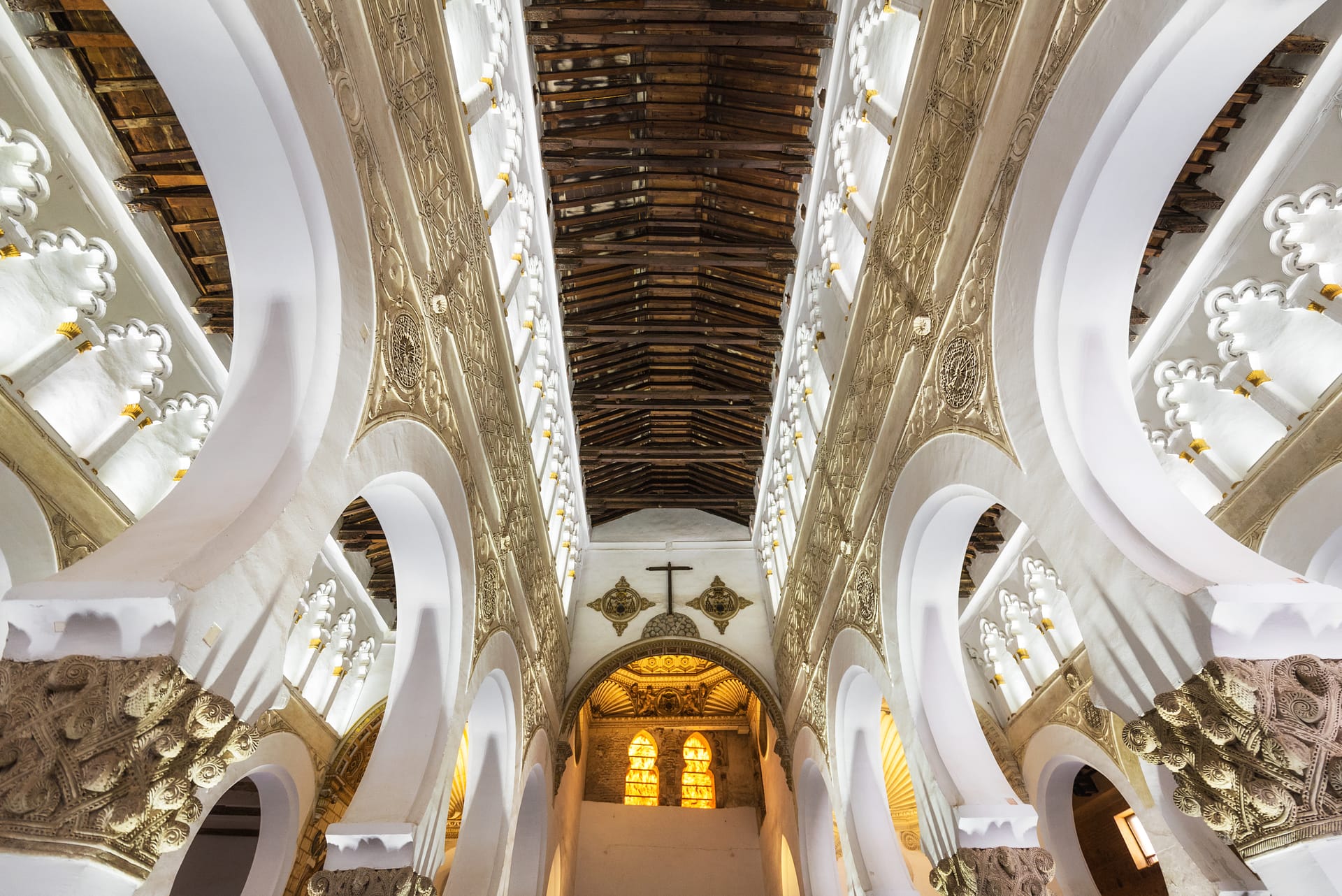 Toledo, Spain - Interior Synagogue of Santa Maria la Blanca in Toledo, Spain.